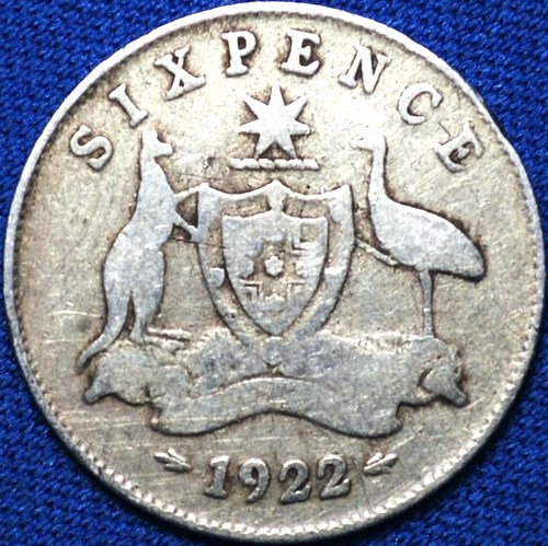 1922 Australian Sixpence, 'Very Good'