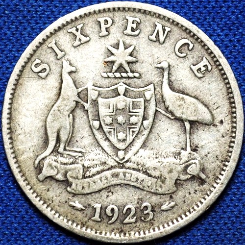1923 Australian Sixpence, 'Very Good / about Fine'