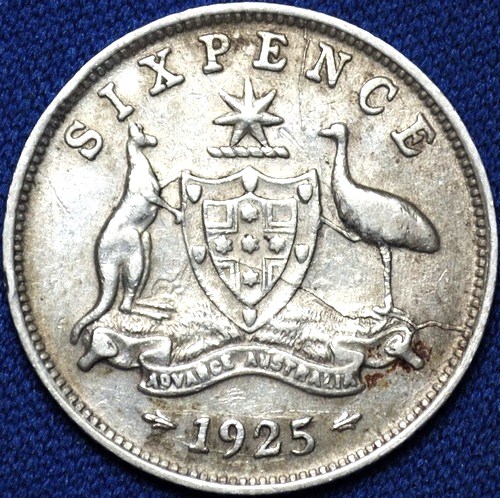 1925 Australian Sixpence, 'Fine / Very Fine', die cracks