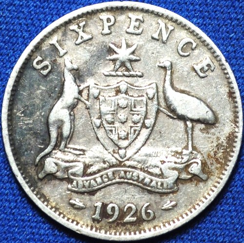 1926 Australian Sixpence, 'gVG / aVF', discoloured