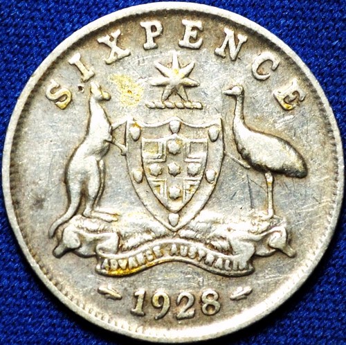 1928 Australian Sixpence, 'gVG / aVF'