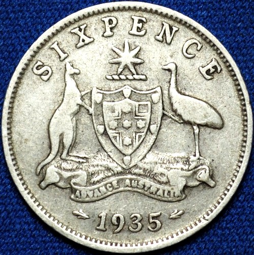 1935 Australian Sixpence, 'Fine'