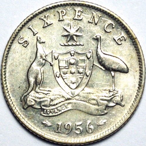 1956 Australian Sixpence, 'gVF / aEF'
