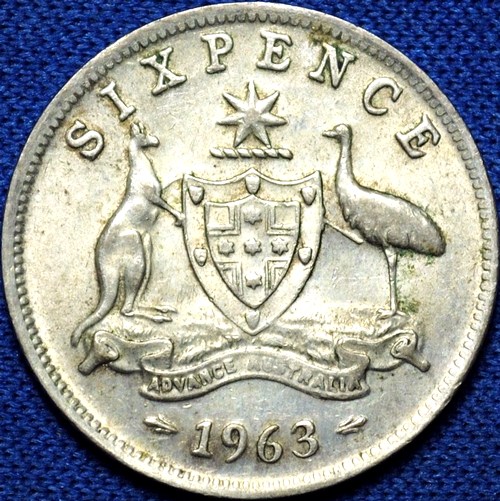 1963 Australian Sixpence, 'average circulated'