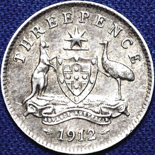 1912 Australian Threepence, 'VF / EF'