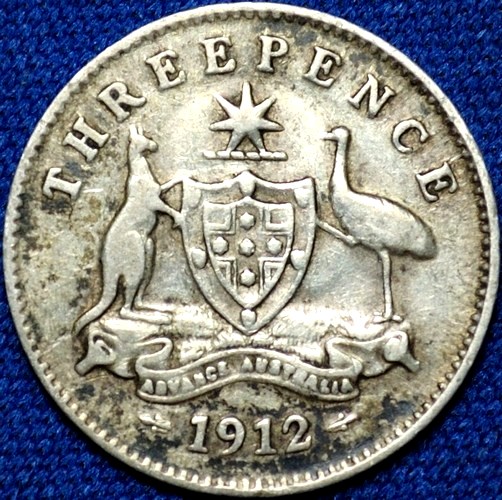 1912 Australian Threepence, 'gVG / F', detractors