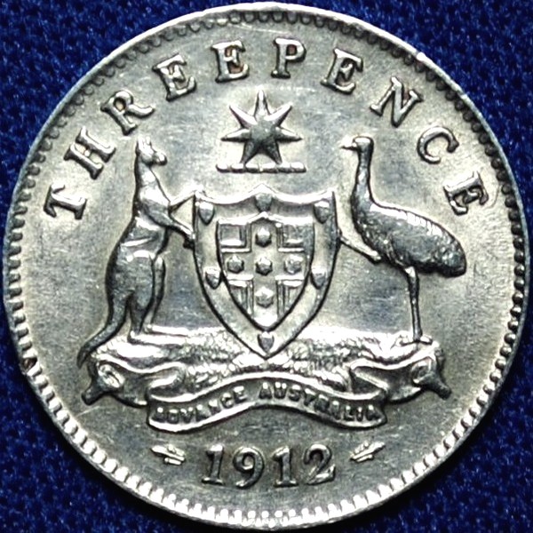 1912 Australian Threepence, 'aEF / gVF'