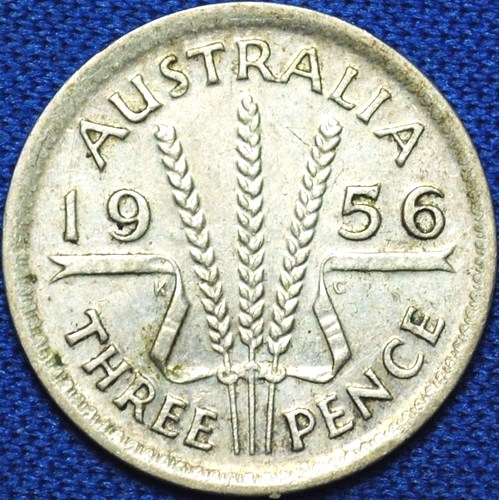 1956 Australian Threepence, 'average circulated'
