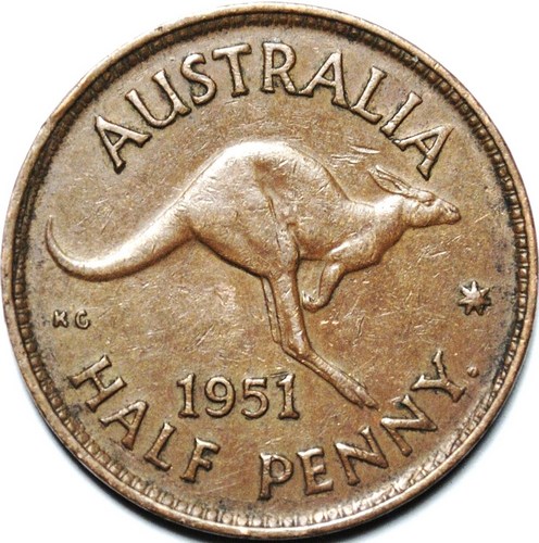 1951 Y. Australian Halfpenny, 'average circulated'